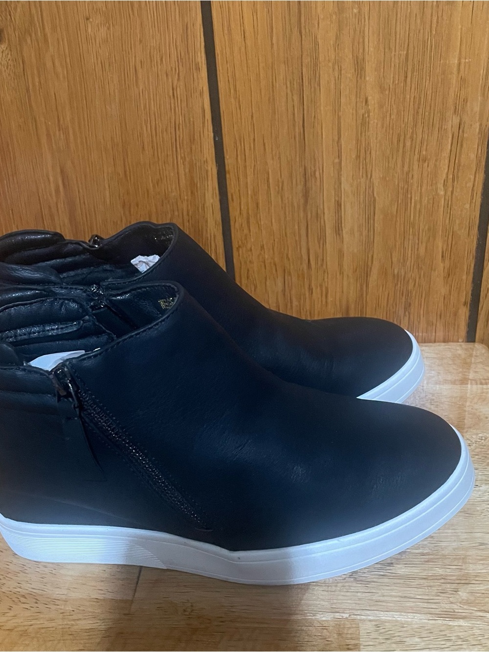 Dream Pairs Black Ankle Booties with White Sole hidden heel.
